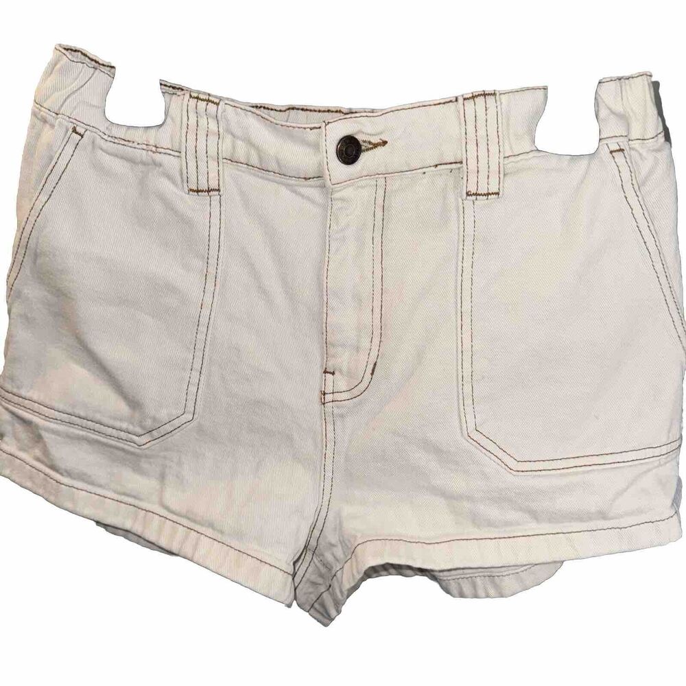 PacSun Off White Denim 2” Inseam‎ 12” Rise Size L Pockets